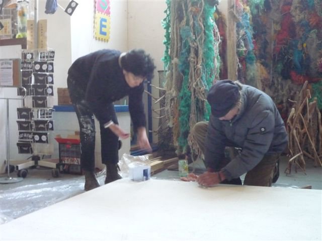 Prépa chassis à la Cité d'Art Gravage